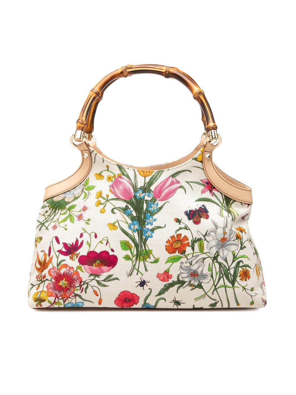 Gucci Flora Canvas Bamboo Handbag Pre- #346958G62B